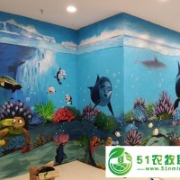 水族館海洋世界海洋館彩繪墻繪墻面繪畫 尺寸定制圖案定制 裝飾空間
