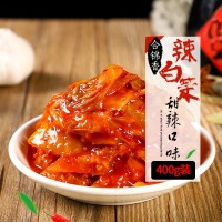 廠家批發(fā)合錦香韓國泡菜辣白菜醬腌菜飯店批發(fā)下飯菜400g袋辣白菜