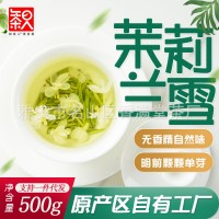 知茶人2023新茶蘭雪茉莉毛尖花茶全芽銀針大白毫濃香型飄雪500g