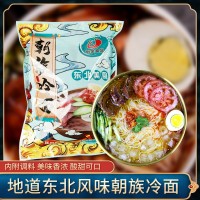 東北美食朝族風(fēng)味冷面家庭裝大冷面真空包裝390g延邊冷面廠家批發(fā)