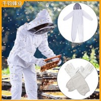 養(yǎng)蜂用防蜂服加厚太空服+白羊皮帆布手套養(yǎng)蜂防護(hù)服連體防蜂衣