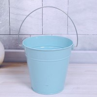 定制藍色鍍鋅園林桶家用蓄水桶園藝水桶手提式花園鐵皮桶小圓桶
