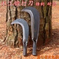手工鍛打砍柴刀全鋼彎刀砍割兩用戶(hù)外生存野外農(nóng)用打草鐮刀高硬度